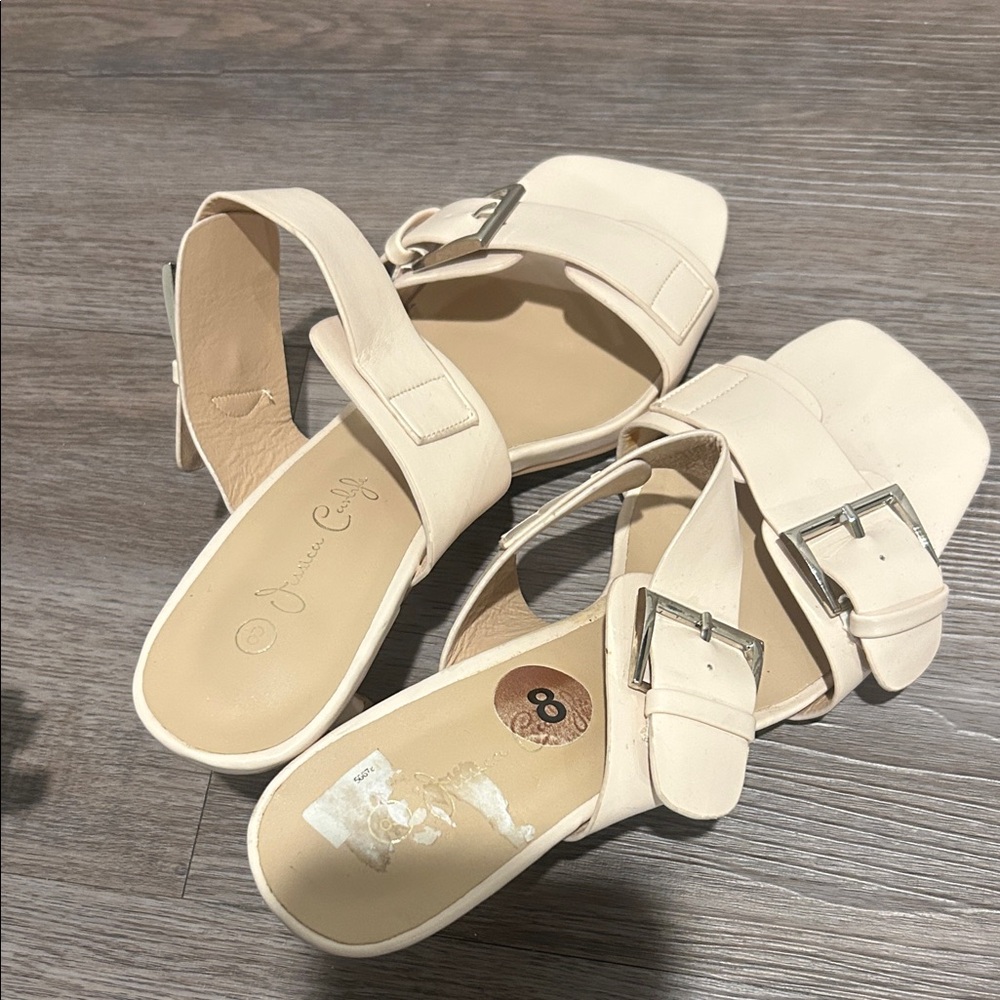 Beige Buckle Sandals